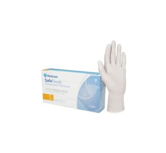 Medicom Safetouch Advanced Platinum White Nitrile Examination Gloves, Pack of 100 - Extra Small