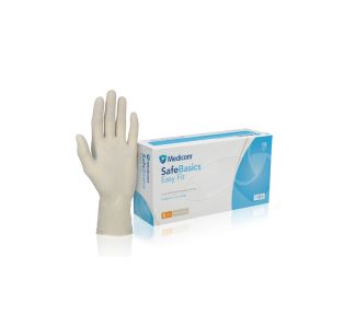 Medicom Safebasics Easy Fit Latex Powder Free Medical Examination Gloves, Pack of 100 - Medium