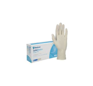 Medicom Safebasics Easy Fit Lightly Powdered Latex Gloves, Pack of 100 - Medium