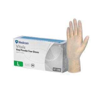 Vitals Vinyl Pf Gloves Clear - Large - Pkt/100