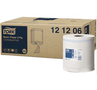 Tork Basic Paper Recycled Centrefeed Roll 2ply Perforated M2 160m x 6