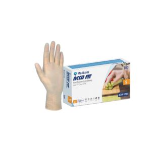 Medicom Accu Fit Powder Free Vinyl Gloves, Pack of 100 - Medium