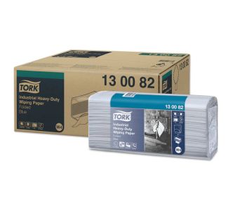 Tork Heavy Duty Industrial Wiping Paper Blue Folded 3ply W4 100s x 5