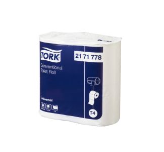 Tork Conventional 1ply Toilet Roll Universal T4 1000s x 4 Packs x 12