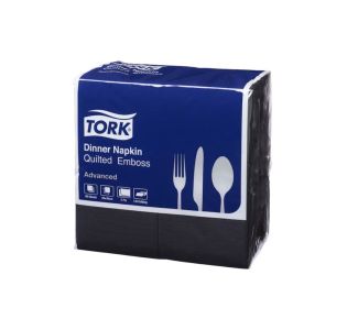 Tork Quilted Black Dinner Napkin 2ply 8 Fold  100s x 10