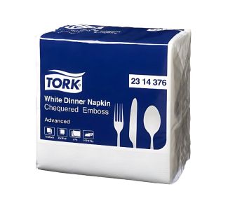 Tork Dinner Npk Cheq Emb 2P Wht 75X12
