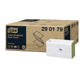 Tork Green Singlefold Hand Towel 2ply Advanced H3 250s x 15
