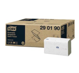 Tork Flushable Singlefold Hand Towel 2ply Advanced H3 250s x 15