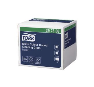 Tork White Colour Coded Cleaning Cloth Folded 100s x 6