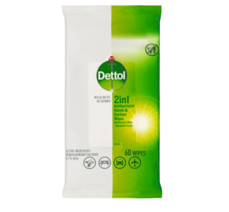 Dettol 2in1 Antibacterial Wipes 60s x 4