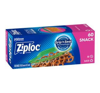ZIPLOC Snack Bag 16.5cm x 8.2cm (Pack of 60) x 6