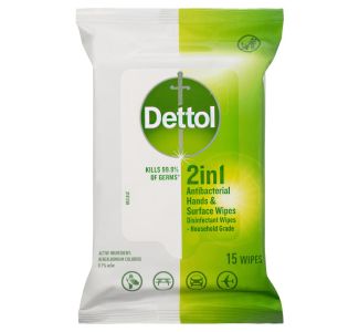 DETTOL 2 IN 1 HAND & SURFACES ANTI-BACTERIAL WIPES 15s x (10 x 4)
