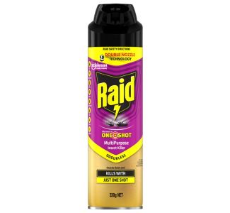 Raid One Shot Double Nozzle Multipurpose Insect Killer Odourless 320G x 6