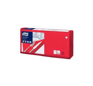 Tork Edge Emboss Red Lunch Napkin 2ply Quarterfold 200s x 10