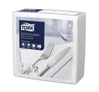 Tork Edge Emboss White Dinner Napkin 3ply Quarterfold  100s x 12