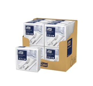 Tork Edge Emboss White Dinner Napkin 3ply 8 Fold  100s x 12