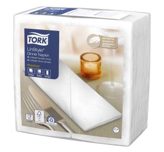 Tork LinStyle White Dinner Napkin 8 fold  50s x 12