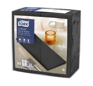 Tork LinStyle Black Dinner Napkin 8 fold  50s x 12
