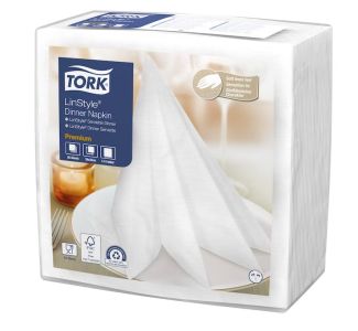 Tork LinStyle White Dinner Napkin Quarterfold 50s x 12