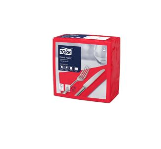 Tork Edge Emboss Red Dinner Napkin 2ply Quarterfold  150s x 12