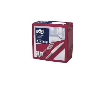 Tork Edge Emboss Bordeaux Red Dinner Napkin 2ply Quarterfold  150s x 12