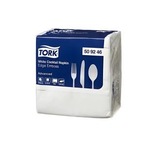 Tork Edge Emboss White Cocktail Napkin 2ply Quarterfold 100s x 20