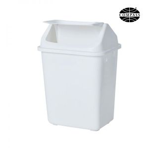 38L Rectangular White Swing Top Bin