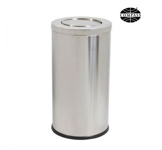 62L Swing Lid Waste Bin S/Steel