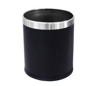 10L Round Leather Black Bin
