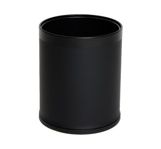 10L Round Leather Black Bin (Matte Black Leather and Rim)