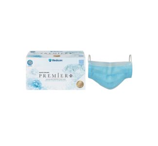Medicom Safe+Mask Premier Plus L2 Earloop Masks, Pack of 50 - Blue