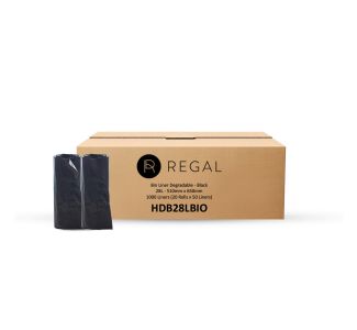 Regal 28Ltr Black Bin Liner Degradable 50/Roll 20 Rolls