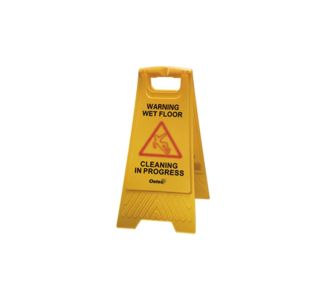 Oates Contractor A-Frame Caution "Cleaning in Progress" Sign - Yellow