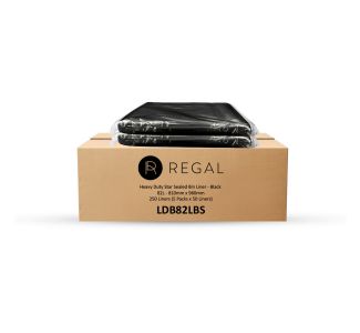 Regal Heavy Duty 82L Star Sealed Bin Liner, Pack of 50 x 5 - Black