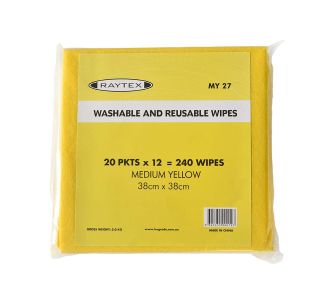 Trugrade Raytex Medium Duty Yellow 38cm x 38cm 12 Wipes x 20 Packs