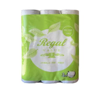 Regal Recycled 3-Ply Toilet Roll 2 x 24 pack, 300 Sheet