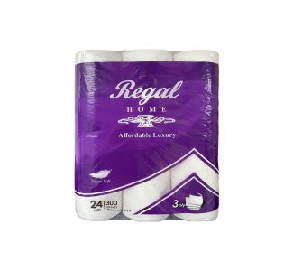 Regal 3-ply Virgin Toilet Roll 2 x 24 pack, 300 sheet Retail