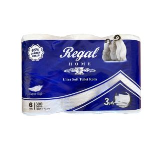 Regal 3 Ply Virgin Toilet Roll 300 Sheets 6 Rolls x 3 Packs