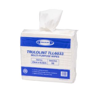 Truolint Low Lint White Wipes 23cm x 42.5cm 115 Wipes x 12 Packs
