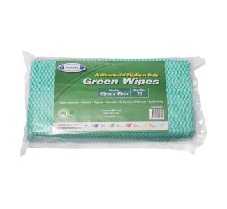 TRUWIPES Anti Bacterial Medium Green Wipes 60cm x 45cm 20 Wipes / 5 packs