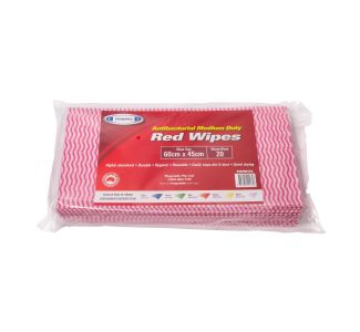 TRUWIPES Anti Bacterial Medium Red Wipes 60cm x 45cm 20 Wipes x 5 packs