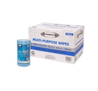 Truwipes Multipurpose Super Duty Perforated Blue Roll 30cm x 45cm x 6 Rolls