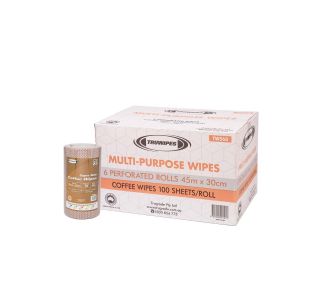 Multipurpose Super Duty Perforated Coffee Roll 30cm x 45cm x 100 Wipes x 6 Rolls