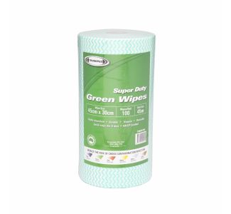 Truwipes Multipurpose Super Duty Perforated Green Roll 30cm x 45cm x 100 Wipes (Woodpulp/Polyester)