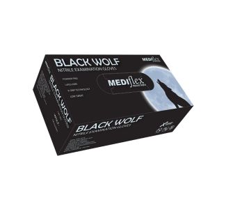 Mediflex Black Wolf Nitrile Powdered Exam Gloves XXLarge 100/PKT