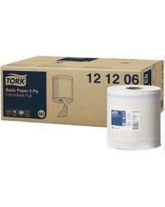 Tork Basic Paper Recycled Centrefeed Roll 2ply Perforated M2 160m x 6