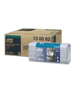 Tork Heavy Duty Industrial Wiping Paper Blue Folded 3ply W4 100s x 5