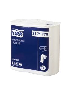 Tork Conventional 1ply Toilet Roll Universal T4 1000s x 4 Packs x 12