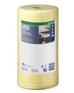Tork Yellow Heavy-Duty Colour Coded Cleaning Cloth Roll 90s x 4