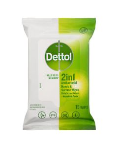 DETTOL 2 IN 1 HAND & SURFACES ANTI-BACTERIAL WIPES 15s x (10 x 4)
